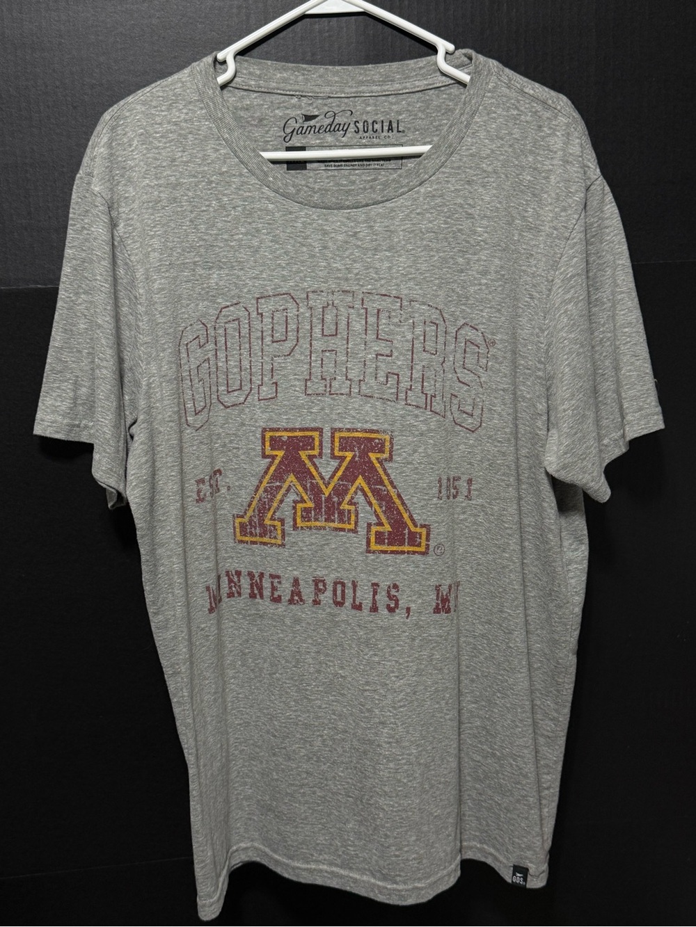 🎒Gameday Social Minnesota Gophers Distressed Gray Graphic Tee T-Shirt XXL